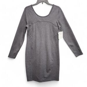 Athleta Illusion Dress Womens Large Charcoal Gray Long Sleeve Stretch NEW w/ Tag